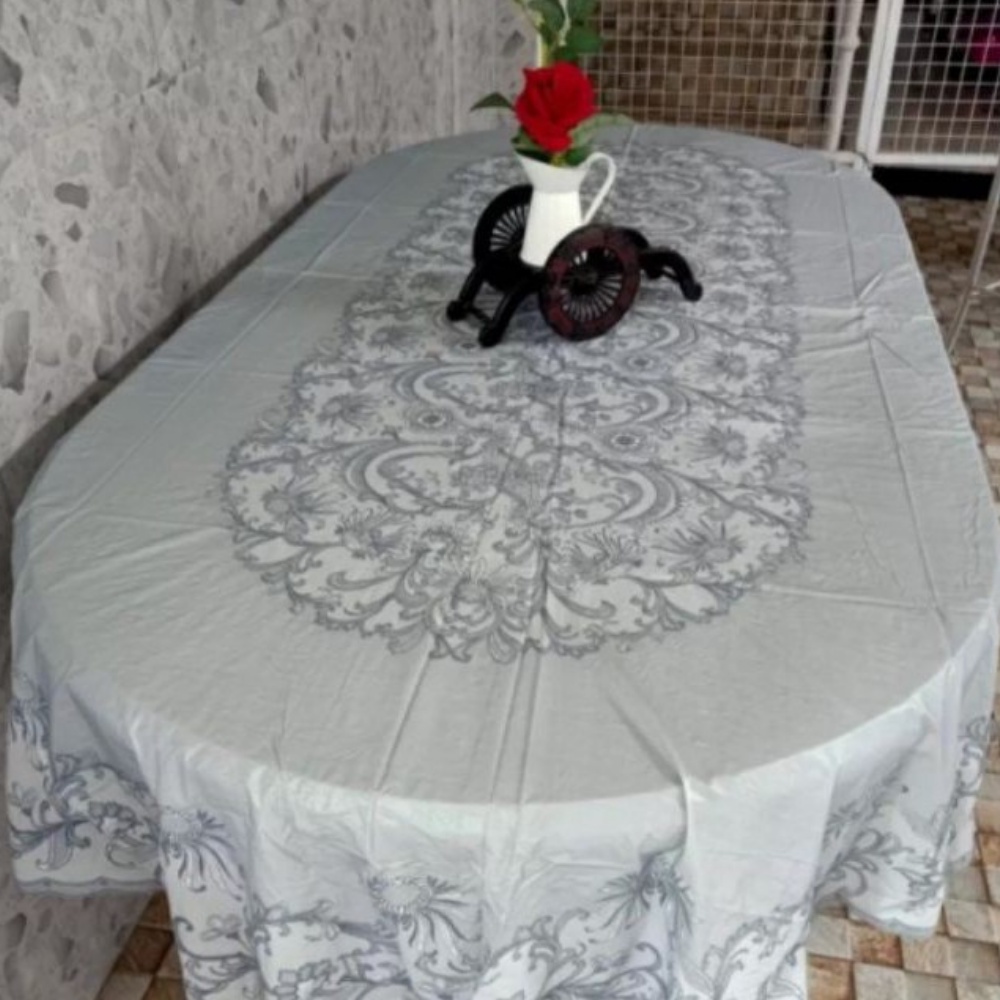 taplak meja makan jumbo anti air bentuk lonjong 6 sampai 8 kursi/oval /meja linien /perlengkapan dapur/peralatan makan/perlengkapan rumah tangga/furnitur rumah-4