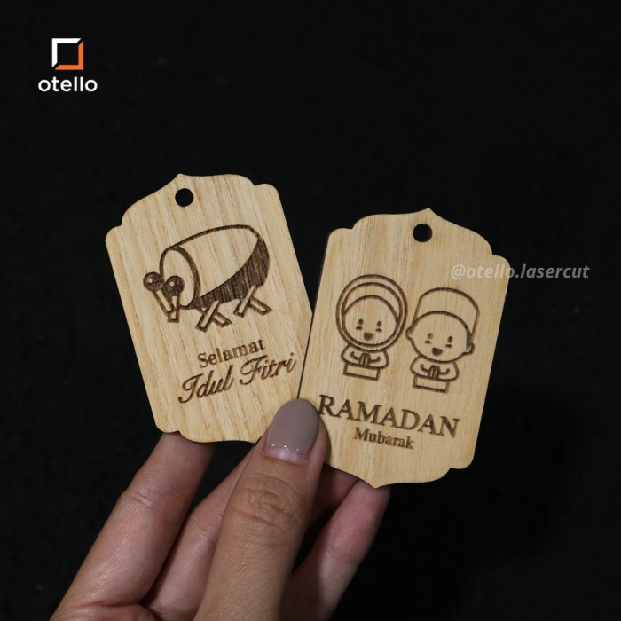 Wooden Hang Tag Kayu Kubah Idul Fitri Dekorasi Hampers Tag Ramadhan