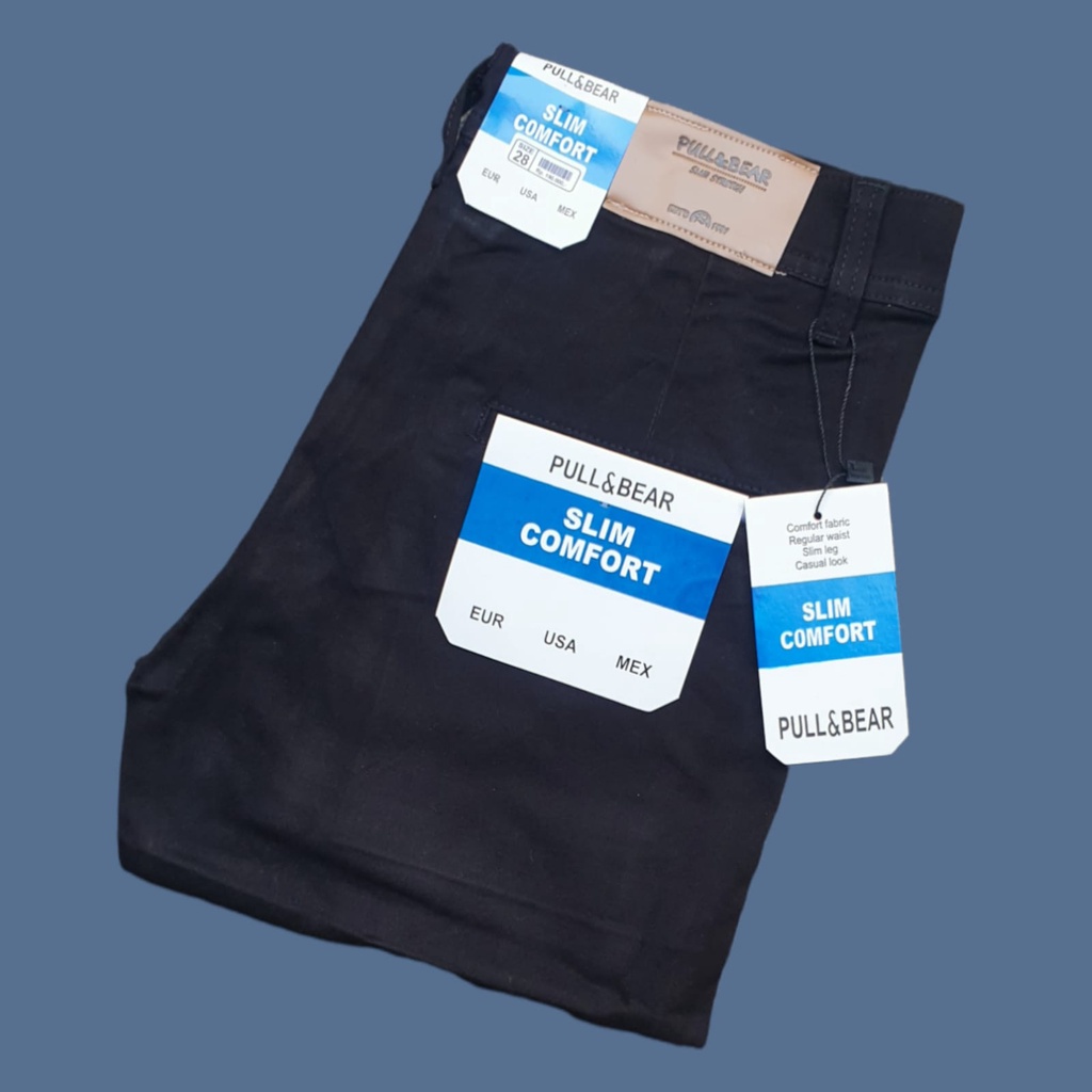 Celana chinos panjang melar lembut Pull And Bear Premium Surf Skate - Pull And Bear black