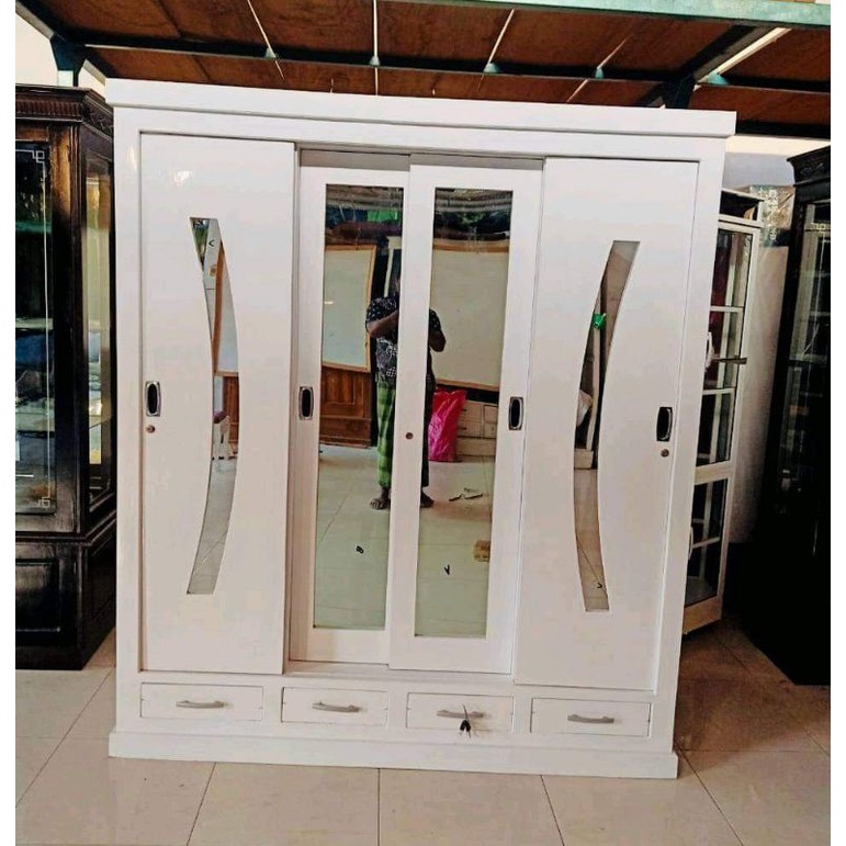Lemari Pintu 4 Sleding Kayu Jati