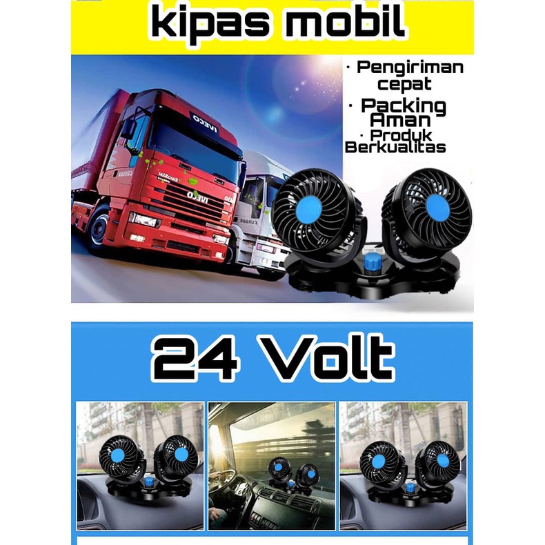 Kipas Angin Mobil T304 Car Cooling Double Fan 24 Volt