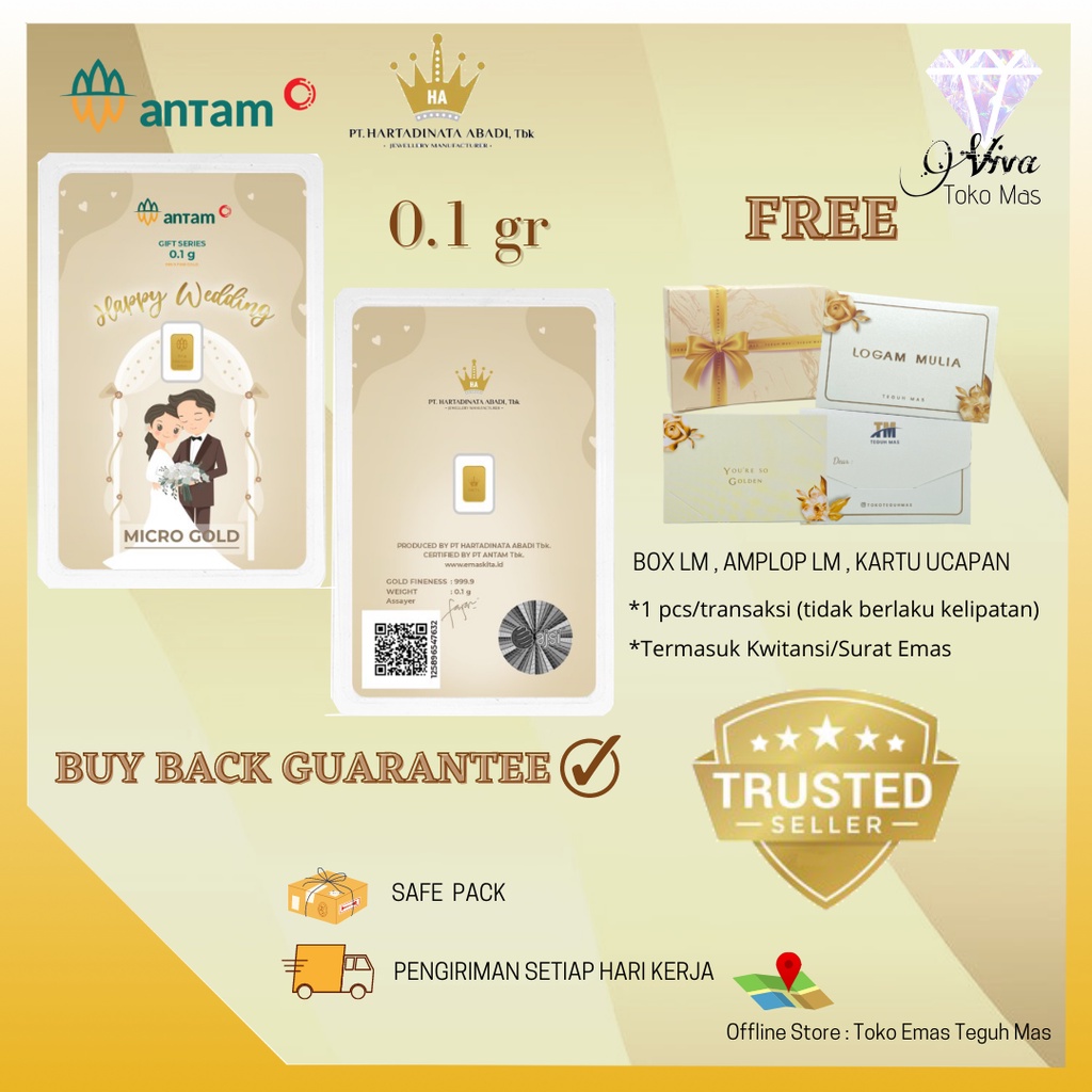 LOGAM MULIA ANTAM MICRO GOLD SERIES HAPPY WEDDING 999,9