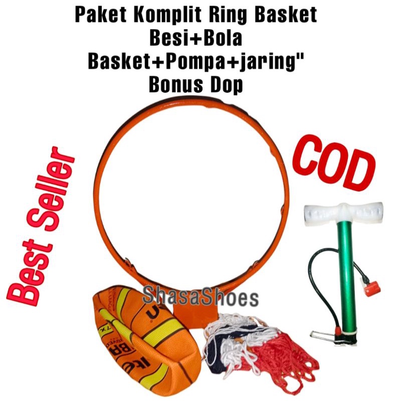 RING BOLA BASKET Paket komplit RING BASKET BESI RING BASKET DEWASA+jaring+bola+pompa bonus dop termu