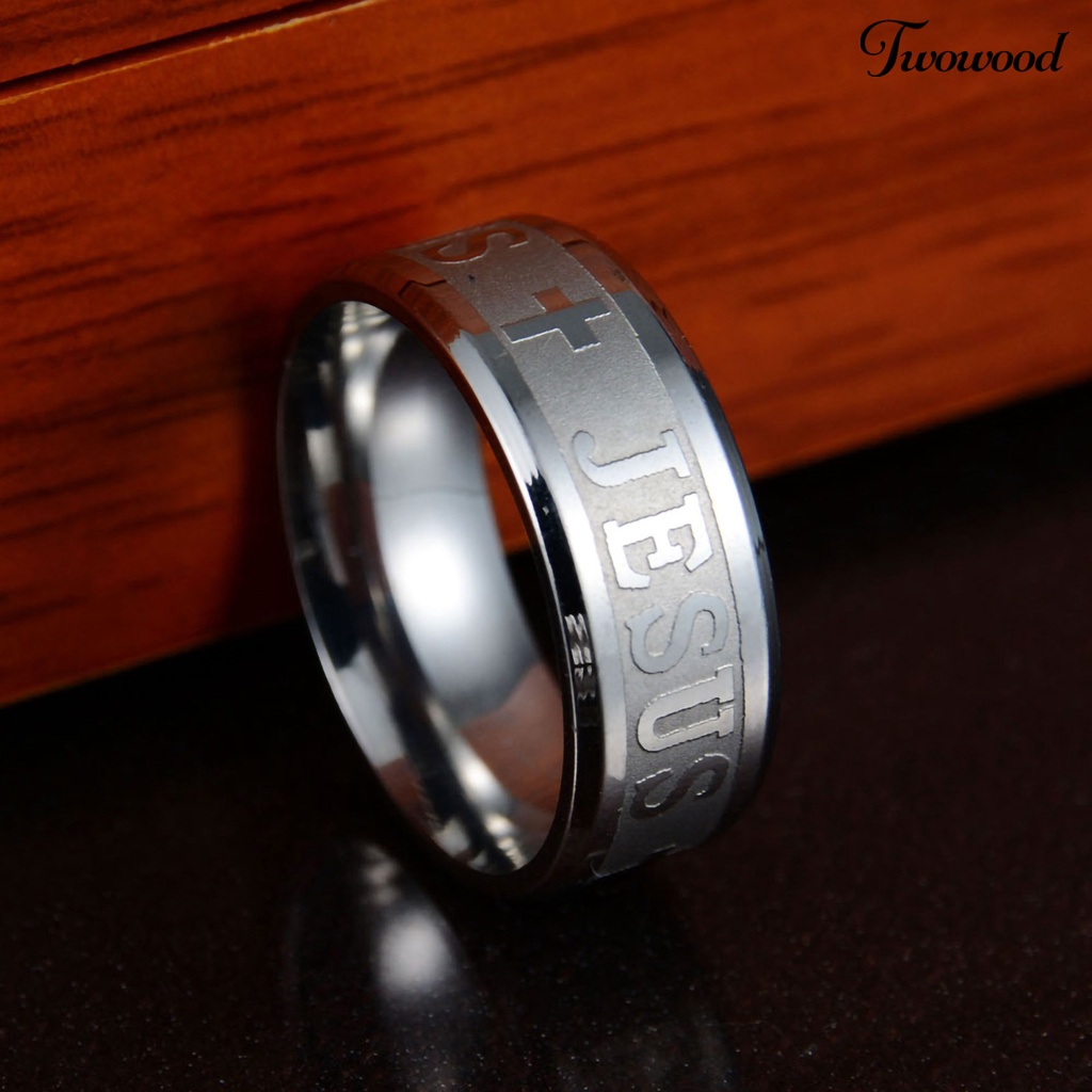 Cincin Bahan Stainless Steel Motif Salib Yesus Untuk Pria Dan Wanita