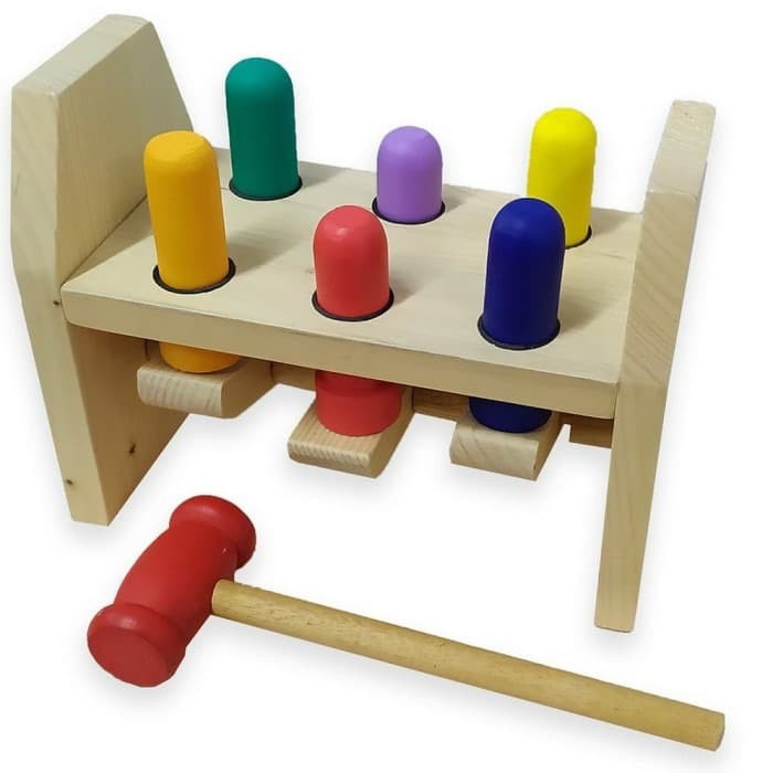 MAINAN EDUKASI ANAK PALU JUNGKAT JUNGKIT KETOK KAYU WOODEN HAMMER BY AGEN MAINAN - AM 0196