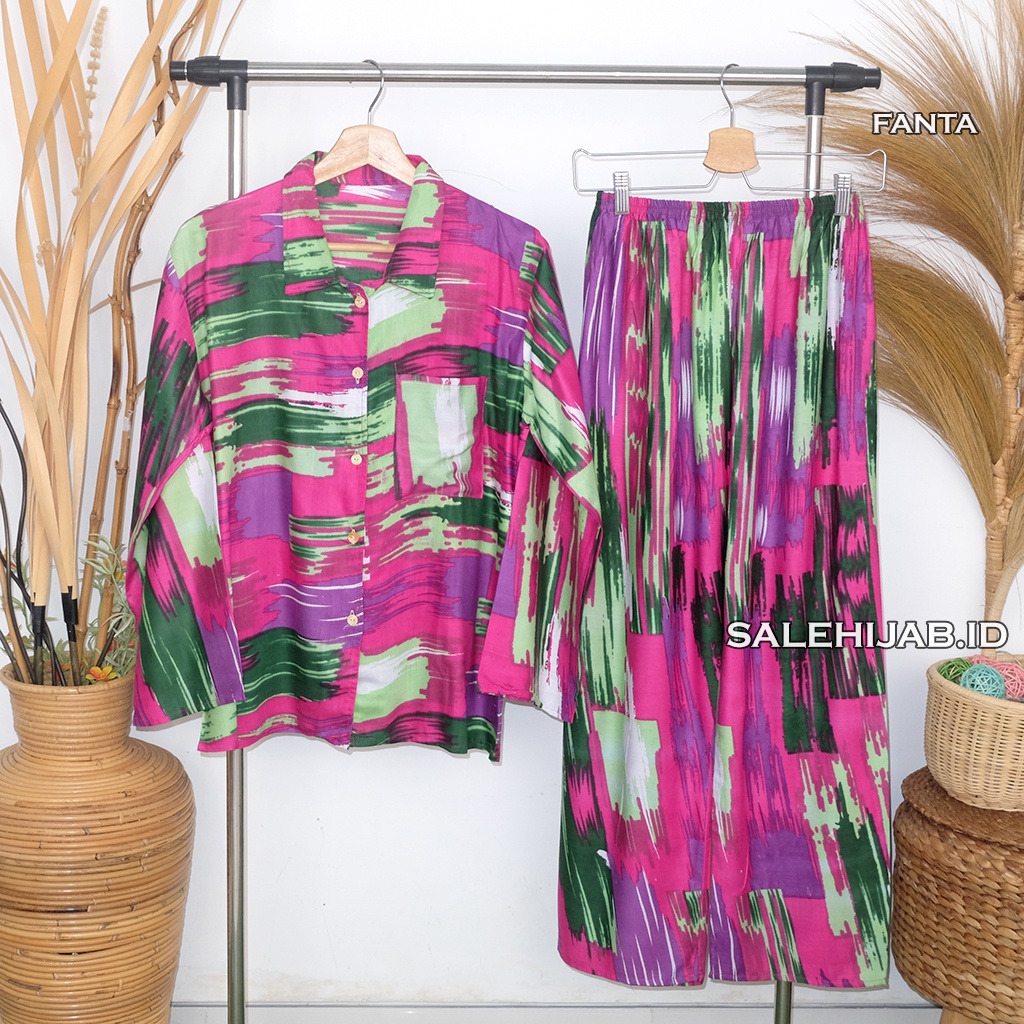 Setelan Baju Tidur Motif Bunga Sepatu / One Set Fashion Wanita Rayon Premium Kode T4 G4 G3 G2-G2 FANTA