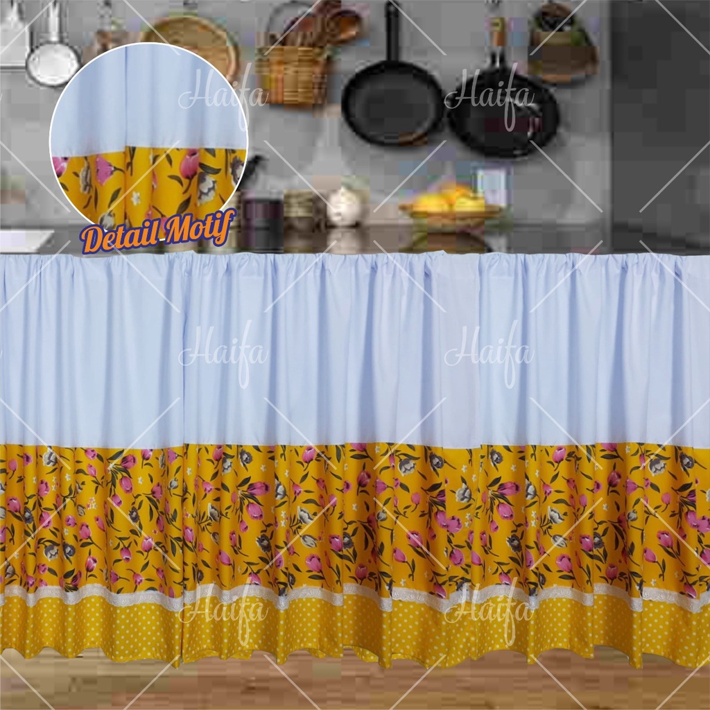 GORDEN KOLONG DAPUR SHABBY BUNGA POLKA / TIRAI DAPUR