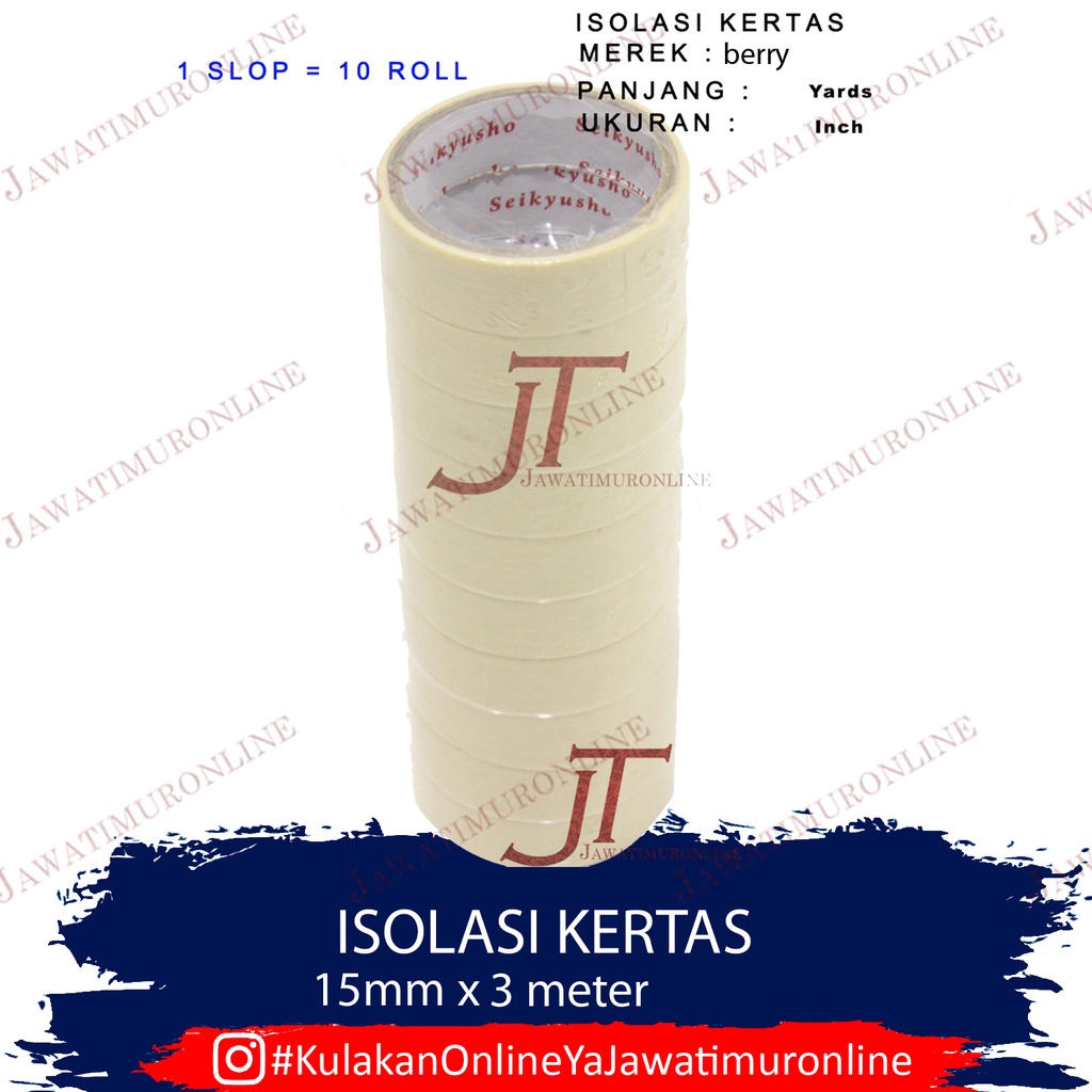 Berry Masking Tape 12 mm Lakban Kertas / Isolasi Kertas