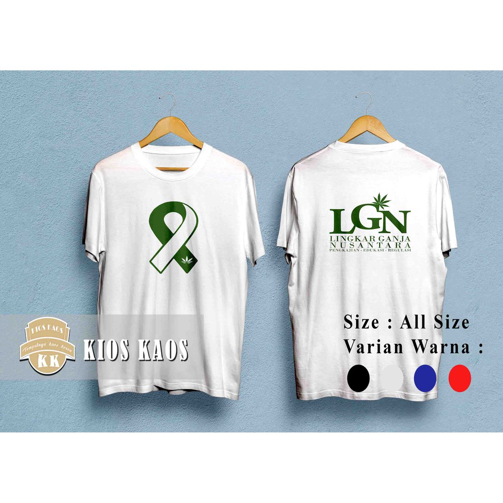 Kaos distro t-shirt LGN lingkar ganja medis  keren