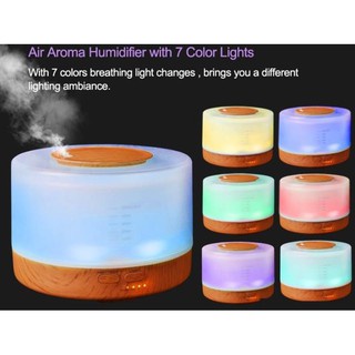 Humidifier Aromatherapy Diffuser Model Kayu 500ml 7 Color LED Light Aromatherapy