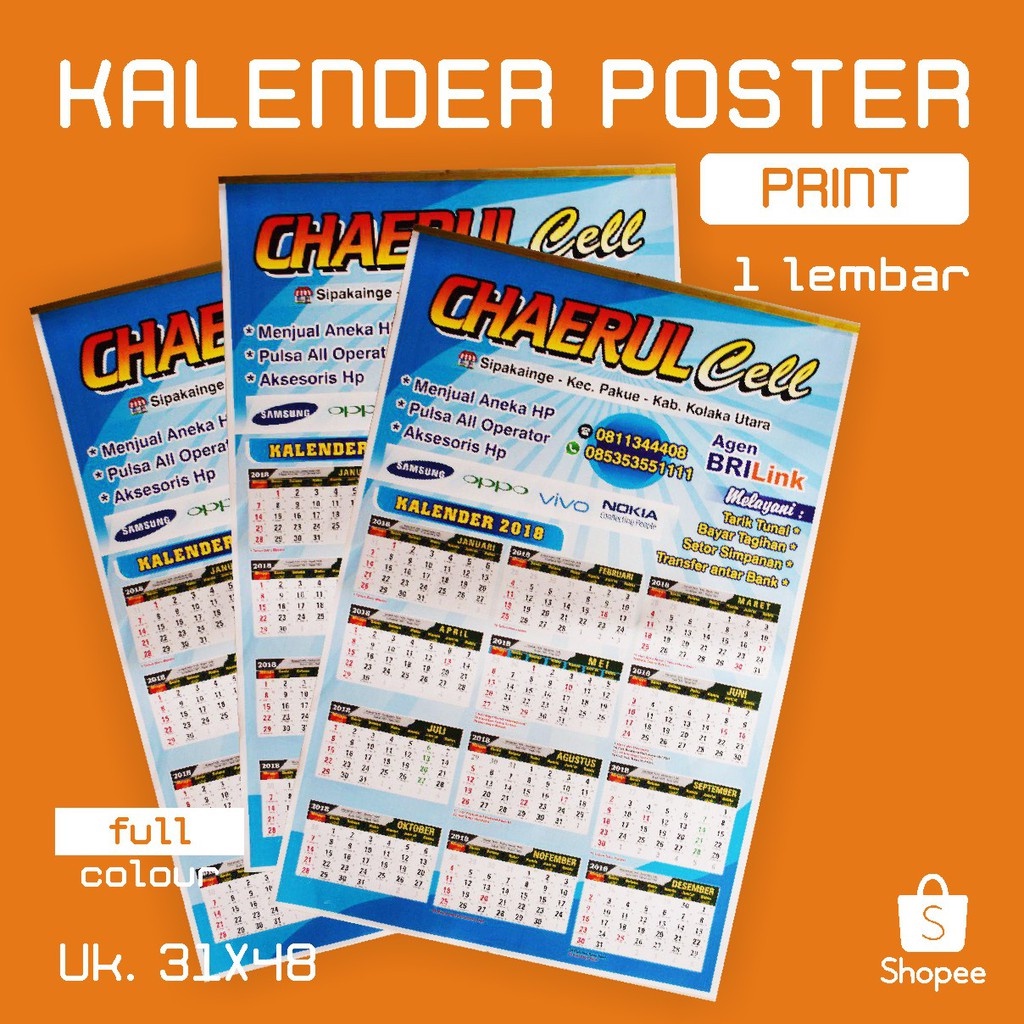 

Kalender Poster 1 Lembar Print 31x48 (Full Colour)