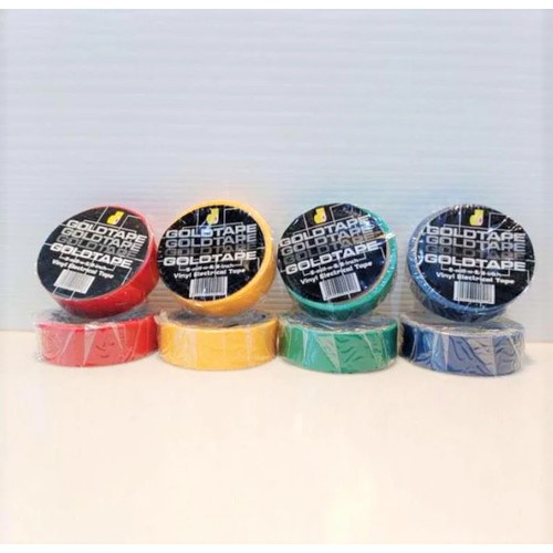 Isolasi kabel Goldtape Warna Warni Hitam / Biru / Merah / Kuning / Hijau  / isolasi listrik / pvc 15mm Isolasi warna vynil solasi