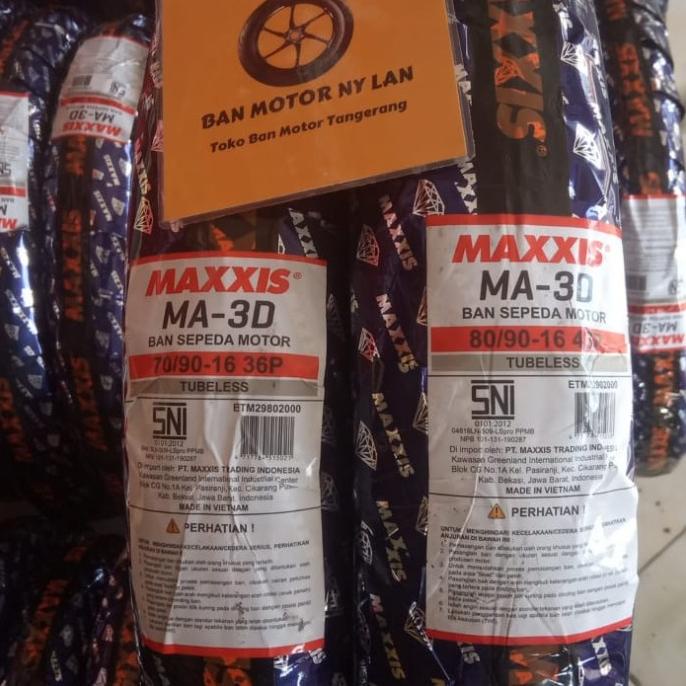1 Set Ban Motor Maxxis Ma3D Diamond 70/90 - 80/90 Ring 16 Tubeless