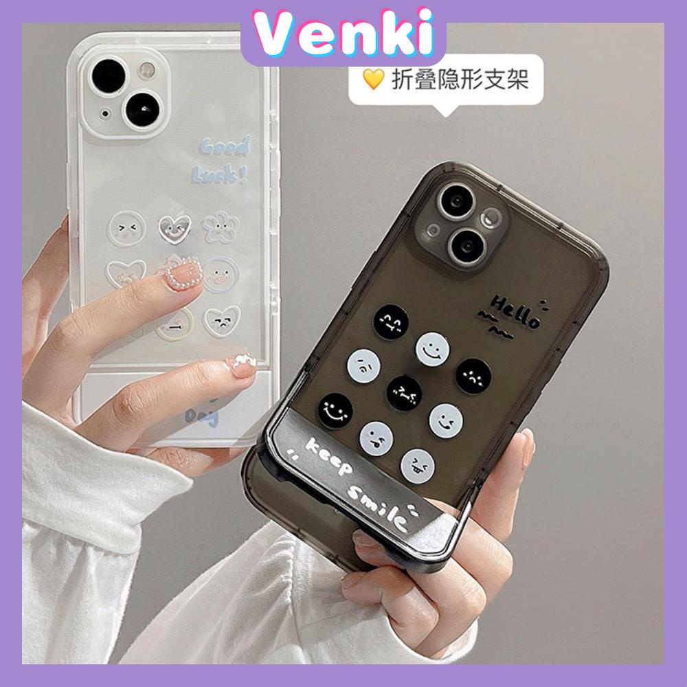 iPhone Case with Invisible Folding Stand Silicone Soft Case Airbag Shockproof Protection Camera Smiley Cute Compatible For iPhone 11 Pro Max 13 Pro Max 12 Pro Max 7Plus xr XS Max