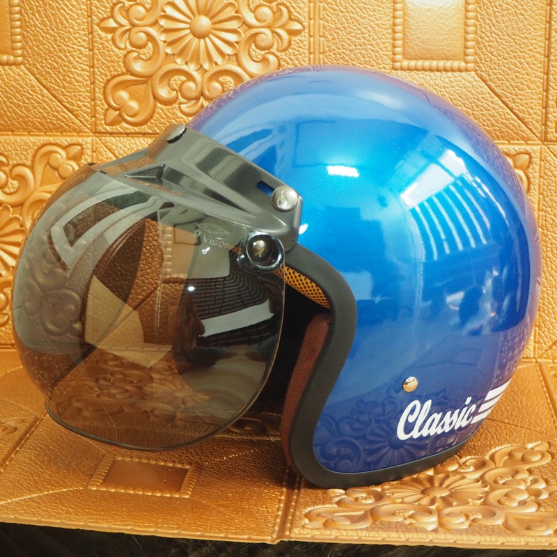 HELM BOGO CLASSIC GLOSSY SNI DEWASA PRIA DAN WANITA HELMET BOGGO RETRO KLASIK LEATHER SINTETIS KACA DATAR CEMBUNG WARNA KUNING