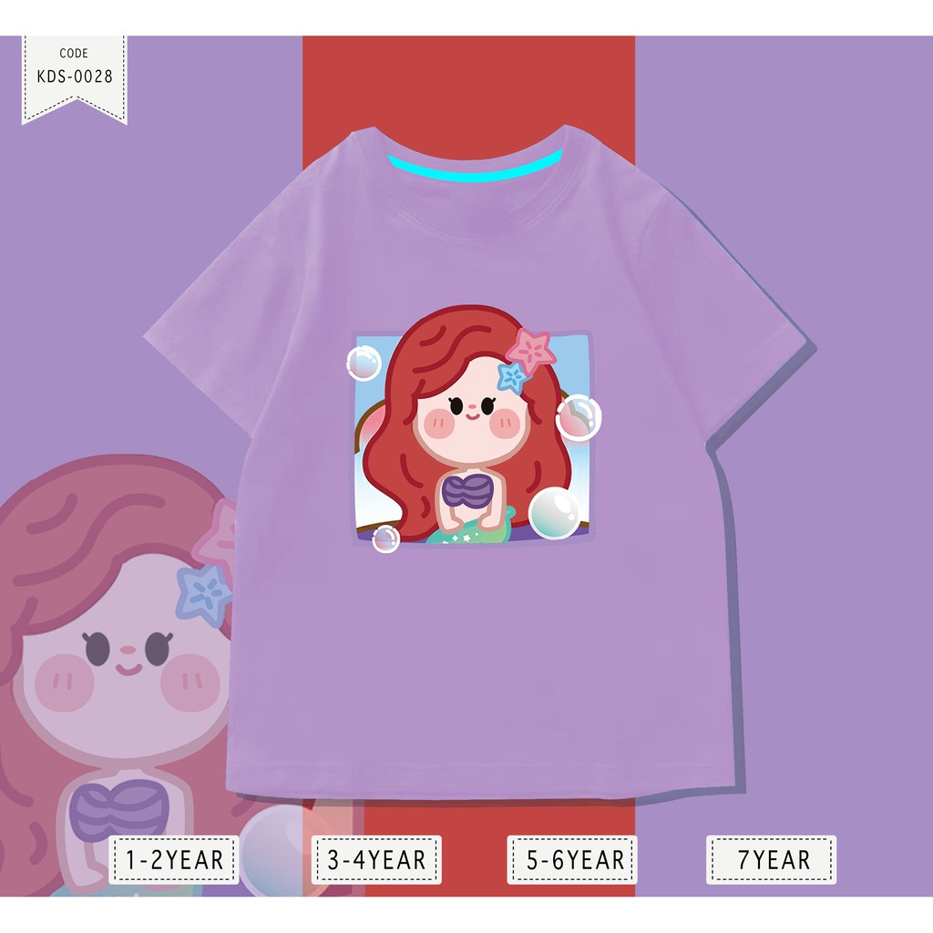 Baju Anak-Anak / Kaos Distro DTF Anak Perempuan Ariel / Unisex / Motif Princess / TERMURAH