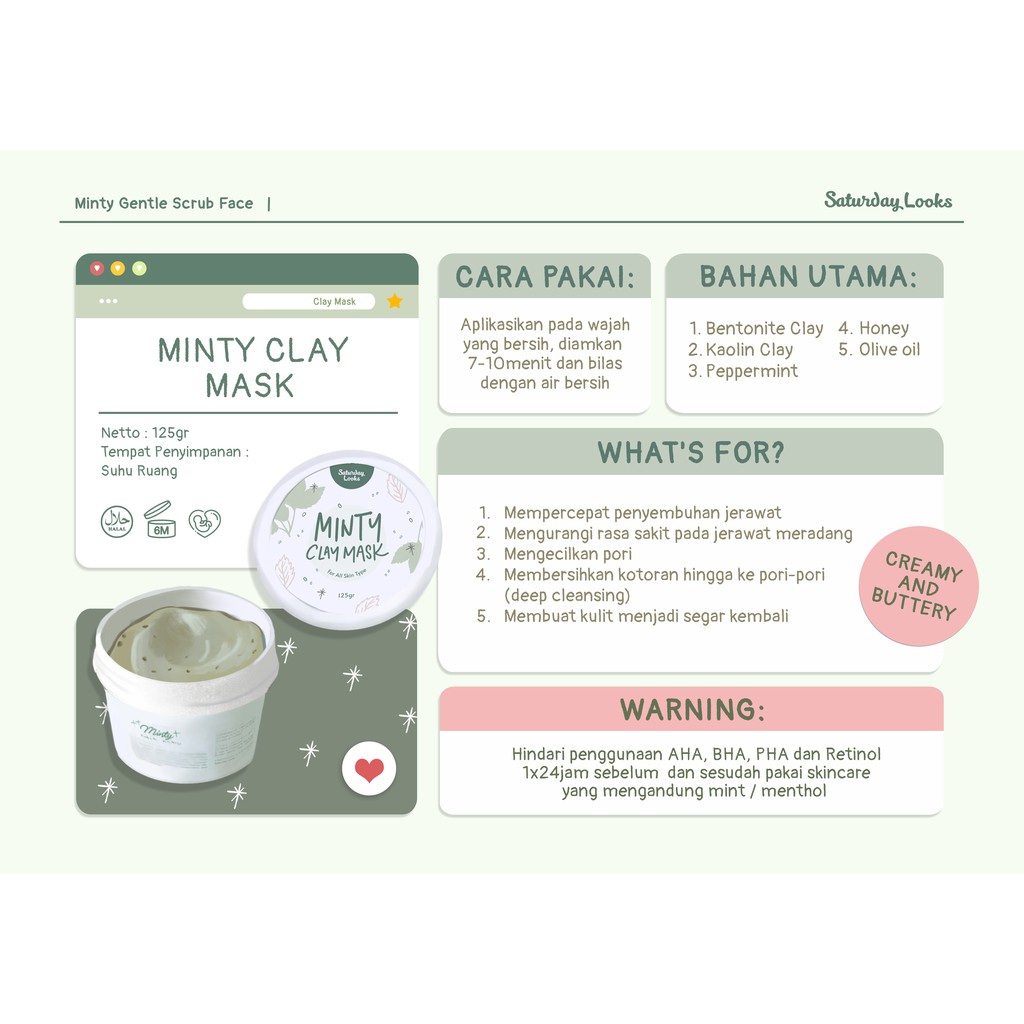 Saturday Looks Minty Gentle Scrub &amp; Clay mask Face Mask