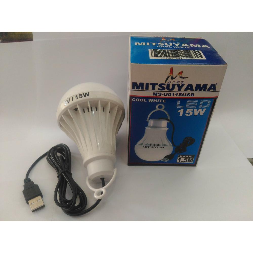 Bohlam Lampu LED USB 15W 15 Watt Mitsuyama Kabel 1,5 Meter