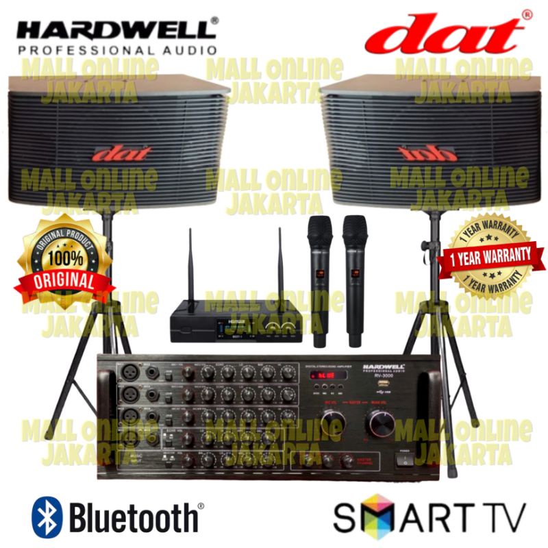 Paket karaoke Hardwell 10 inch Speaker Dat ak100 Ampli Rv3000 sound system original