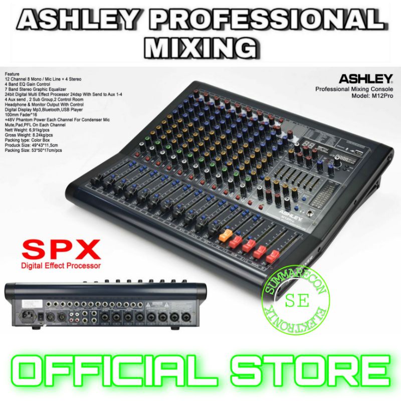 mixer audio ashley 12 channel original ashley m12pro usb bluetooth mp3