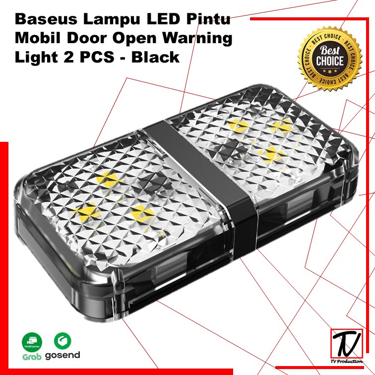 Baseus Lampu LED Pintu Mobil Door Open Warning Light 2 PCS -  Black