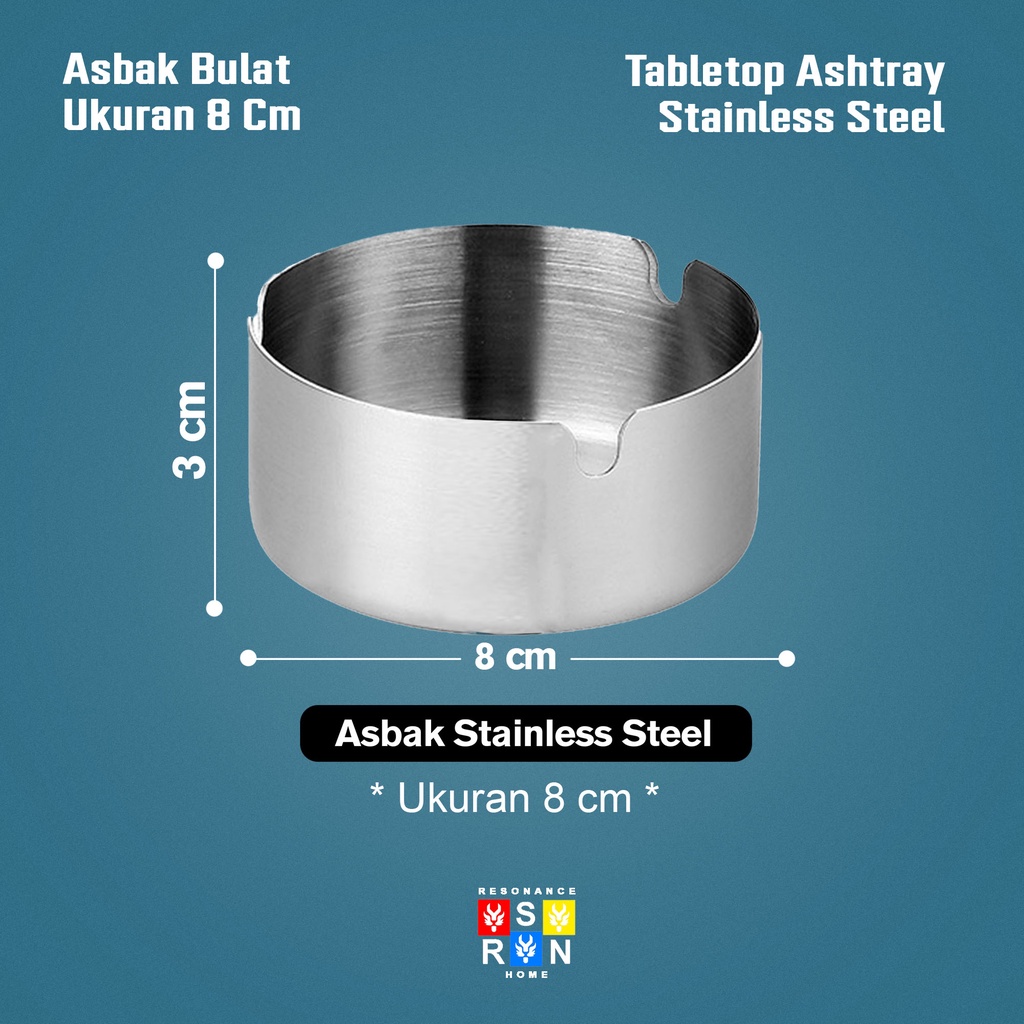 Asbak Ashtray Bulat 8cm Stainless / Rounded Tabletop Ashtray Resonance Home