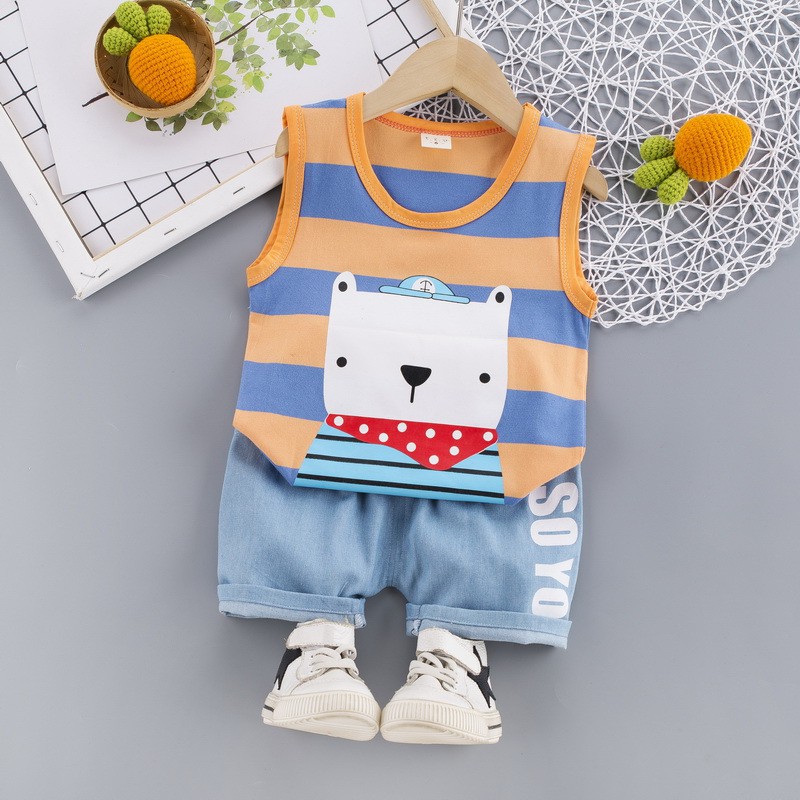 Mamamoli Baju setelan kaos anak laki laki / bayi / baby import/impor lucu sailor bear mm10