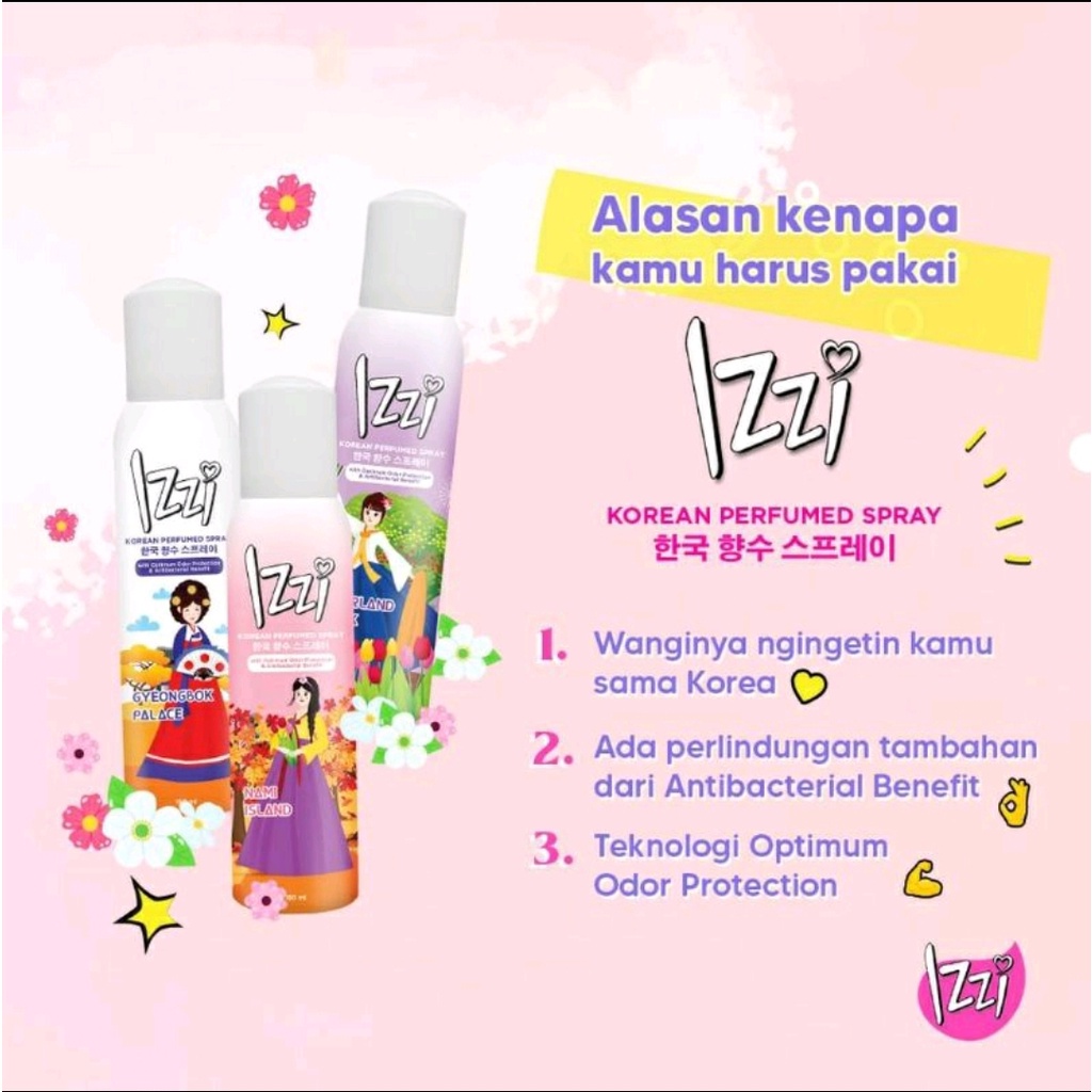 IZZI KOREA PERFUMED SPRAY 150 ML  DAN IZZI KOREA BODY MIST 100ML / PARFUM IZZI / IZZI BODY MIST KOREA