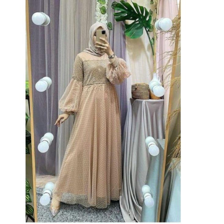 Wow Murah Meriah.. RAWNIE DRESS LENGAN BALON BAJU PESTA /RAFFINA DRESS/GAMIS BROKLAT