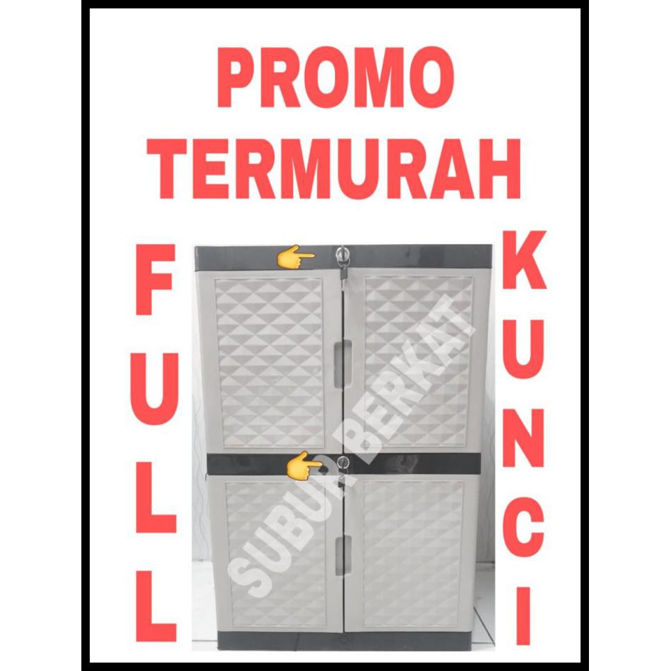 Lemari Plastik Lemari Pakaian DIAMOND 4 SUSUN KUNCI - 2 Susun