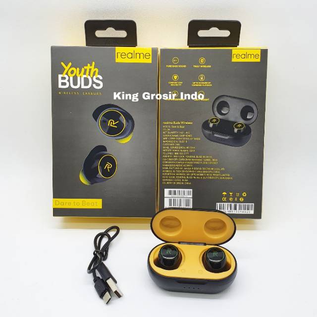 Headset Bluetooth Realme Youth Buds Model Touch ( Dear To Beat ) Earphone Wireless Realme Youth Buds