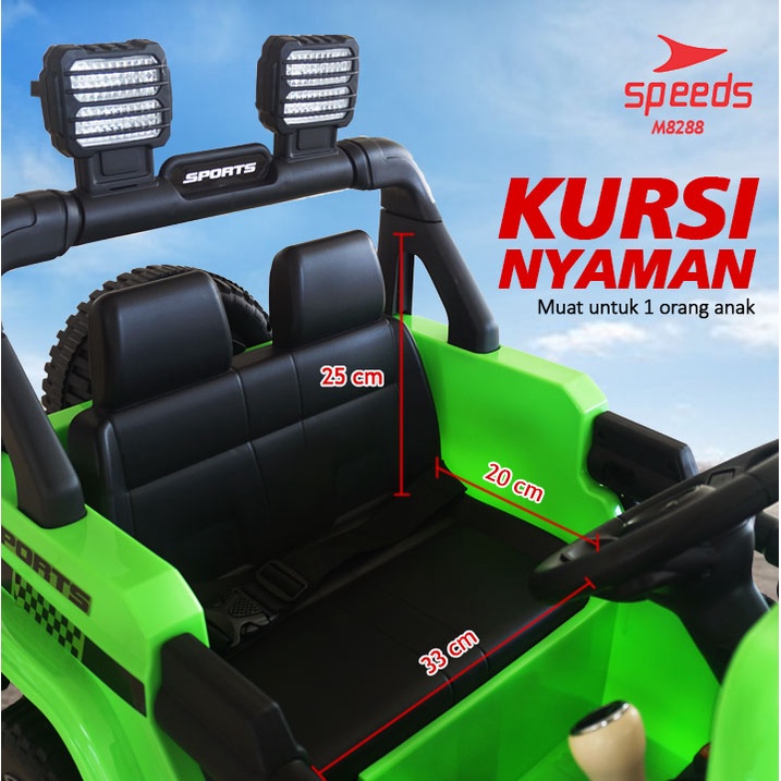 Mobil Aki Mainan SPEEDS Jeep Anak Offroad Remote Control Ride On Car Rubicon Super Car M8288-5