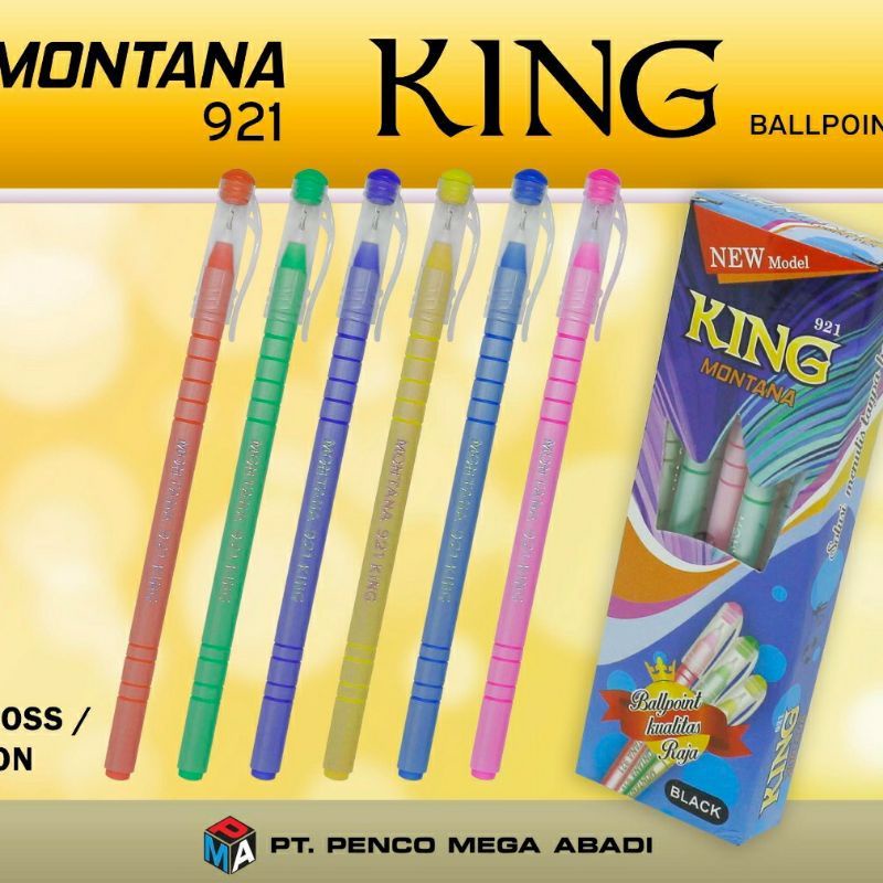 Pulpen/ballpoint Montana 1 kotak isi 12pcs, Pulpen ulir/pulpen lilin Pulpen murah