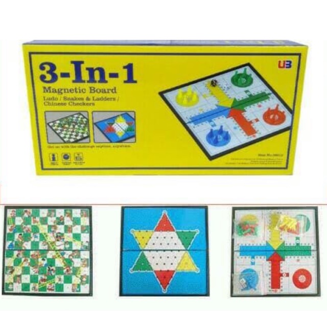 Magnetic Board Game 3 in 1 Ludo - Hama - Ular tangga mainan edukatif