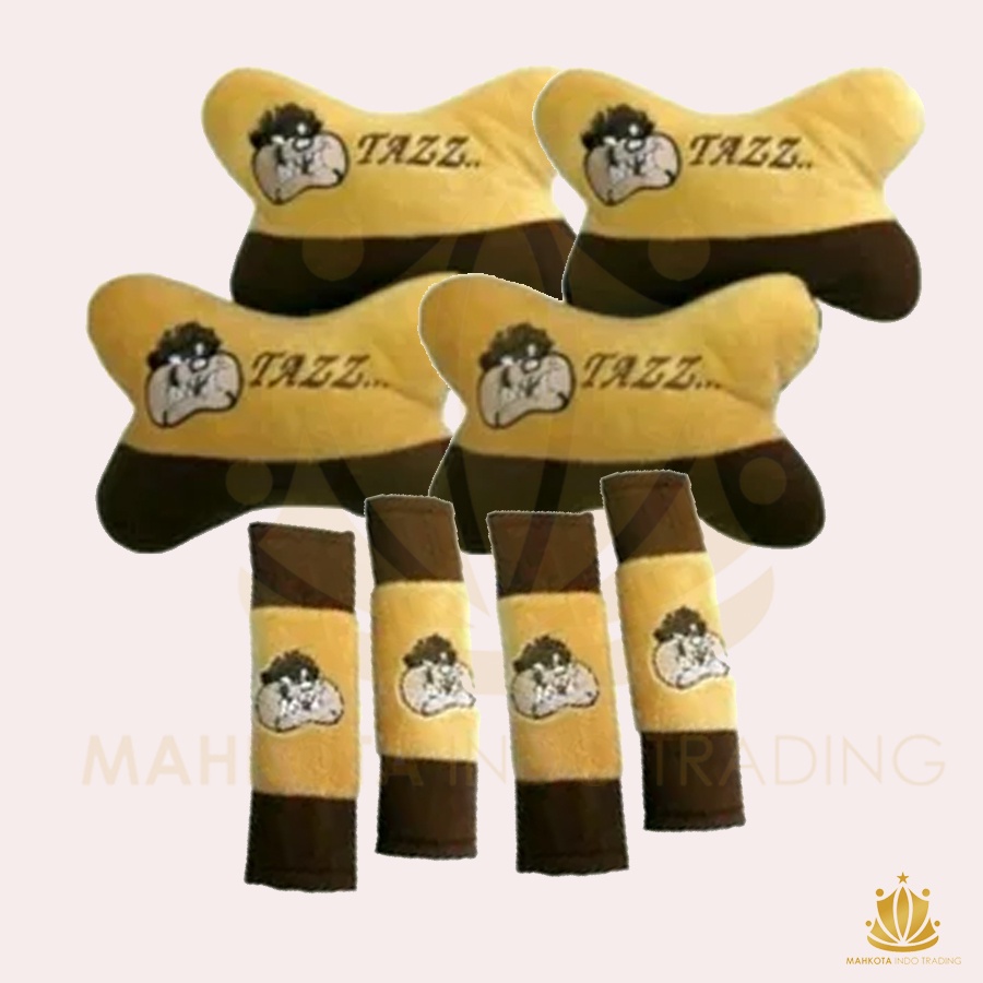 Bantal Jok Mobil TAZZMANIA Set 8 PC / Bantal Leher Mobil TAZZ 8 PC PROMO MURAH