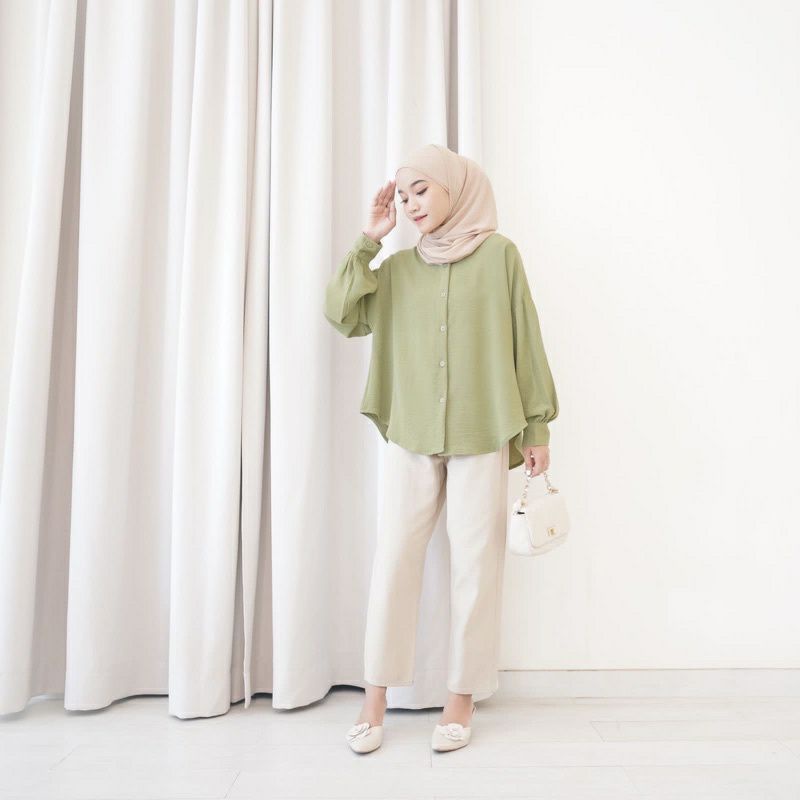 Cassey Kemeja Blouse Wanita Oversize Crinkle Airflow LD 120