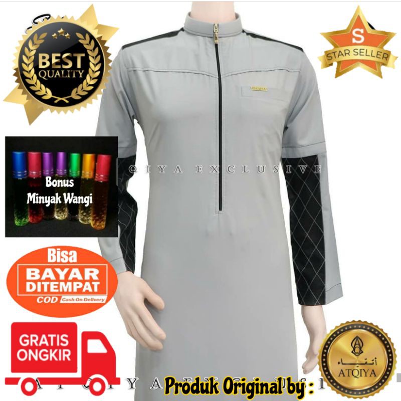 Gamis ATQIYA motif HAYYAN /Jubah Pria/Gamis Laki-laki/ Gamis Modern / Jubah kekinian / Slim / Muslim