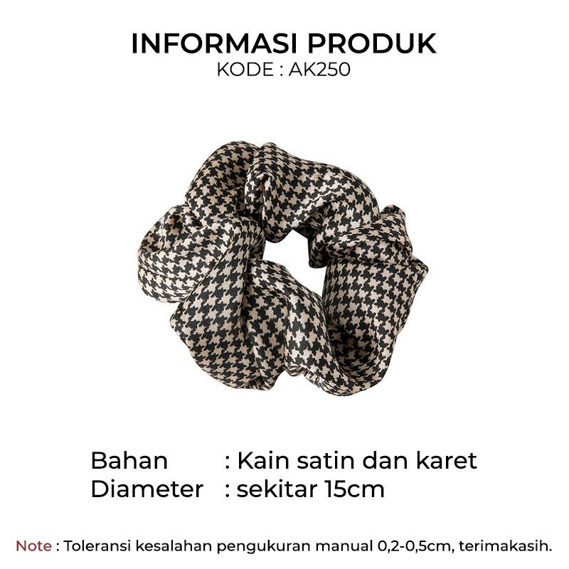 Ikat Rambut Scrunchie Perempuan Motif Abstrak Aksesoris Kunciran Kualitas Bahan Elastis AK250