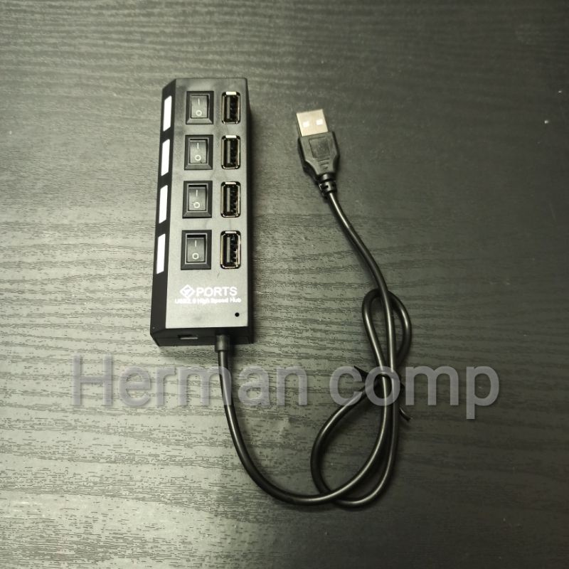 USB 2.0 HUB 4 PORT SWITCH ON/OFF WITH LED HIGH SPEED / SAMBUNGAN USB EXTENSION 4 PORT