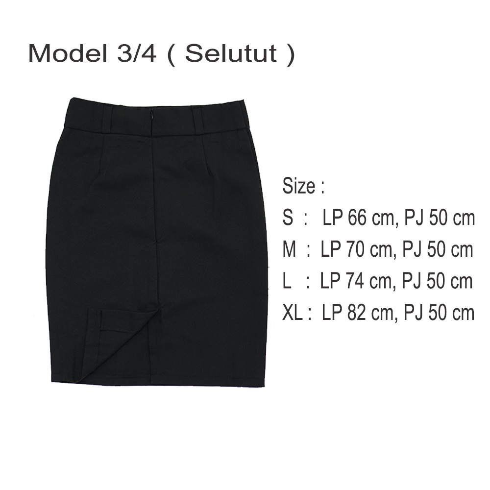 Rok Bahan Kantor Formal Wanita Warna Hitam