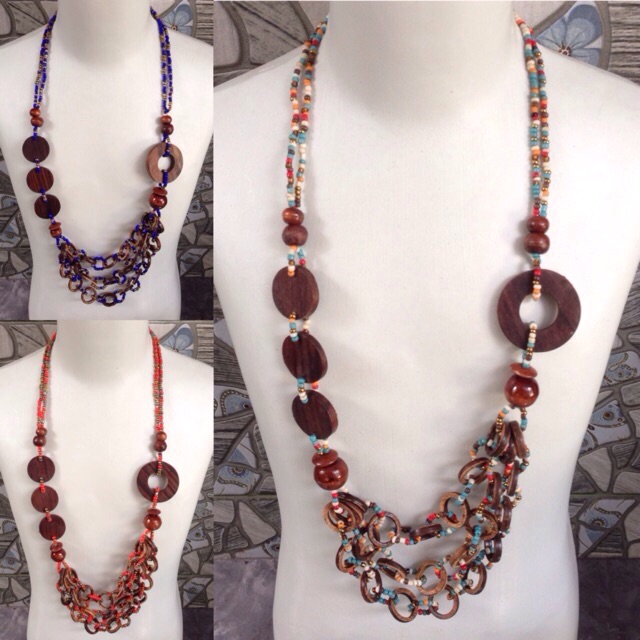 Kalung wanita manik manik kayu etnik handmade Shopee Kalung wanita manik manik kayu etnik handmade Shopee