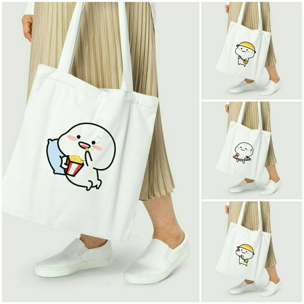 TOTE BAG KANVAS MURAH / TOTE BAG WANITA / TOTE BAG MOTIF PENTOL