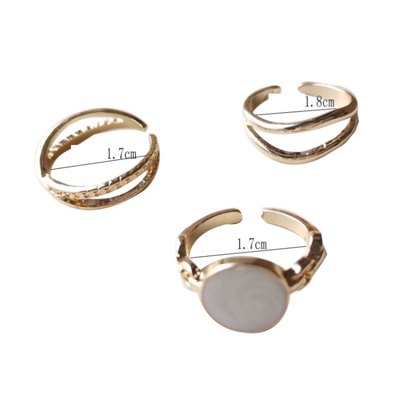 3PCS/Set Double Layer Diamond Drop Oil Ring Simple Ring Index Finger Ring