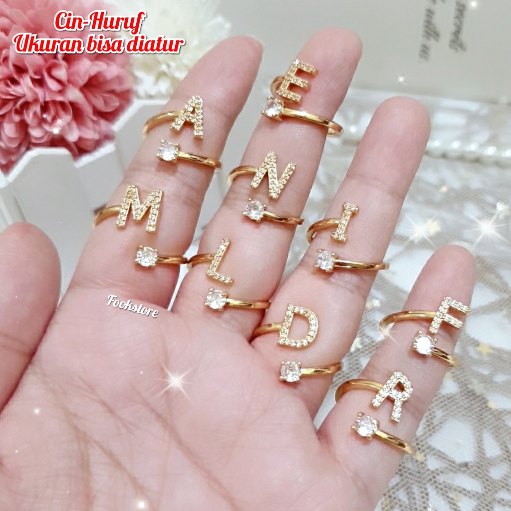 COD CINCIN HURUF XUPING WANITA/UK BISA DIATUR/CINCIN INISIAL