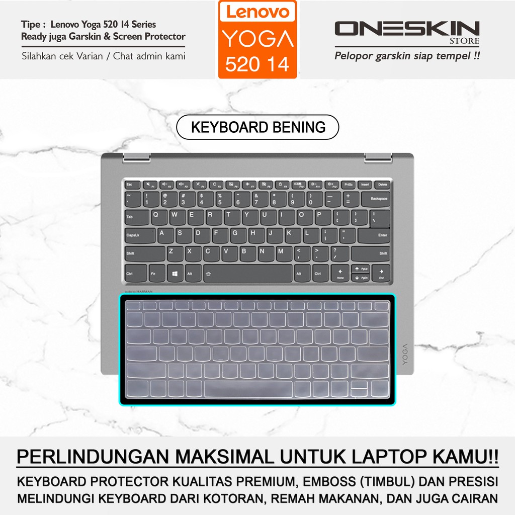 Pelindung Keyboard Protector Lenovo Yoga 520-14 14IKB 530-14 14ARR 730-13 13IWL Silikon Tpu Cooskin