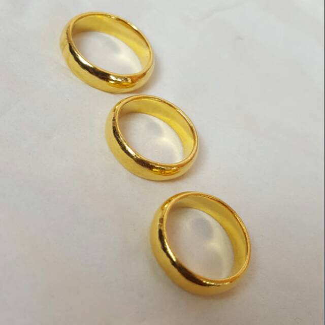  Cincin  polos  belah  rotan  lapis emas 24k Shopee Indonesia