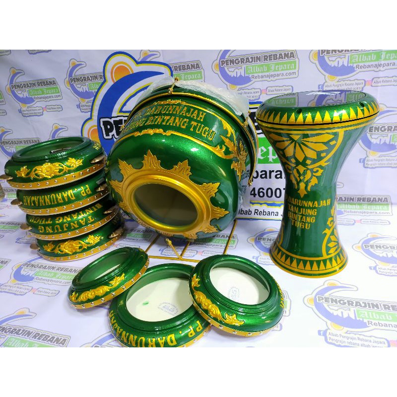 Hadroh rebana 1 set ukir nama  Jepara best seller