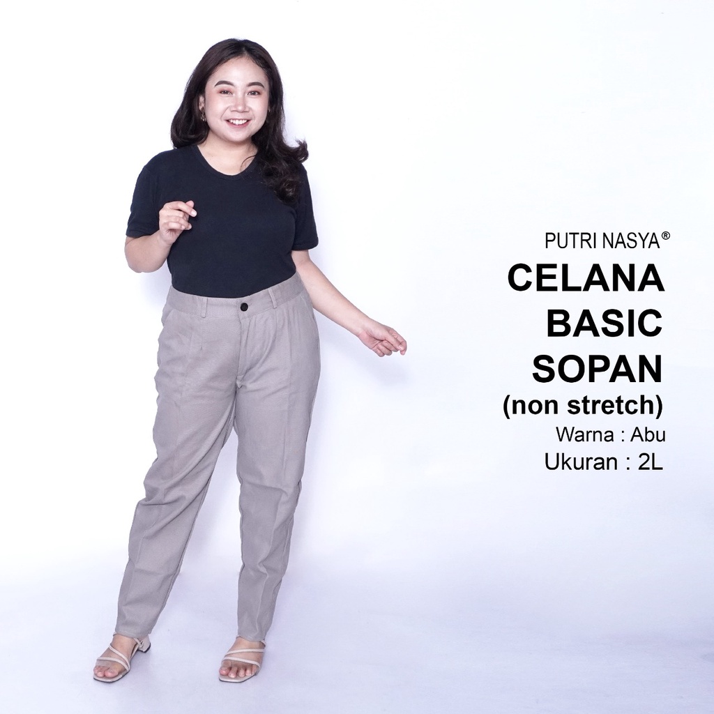 Celana Kerja Kantor Big Basic Sopan (NON STRETCH) Wanita/ Celana Wanita Jumbo Keren / Big size 8L,6L,5L,4L,2L,XL, all size / Celana Kerja Seragam Wanita Bigsize / Celana Bahan Wanita Formal Super Jumbo Kekinian / Celana Kantor Wanita Terbaru