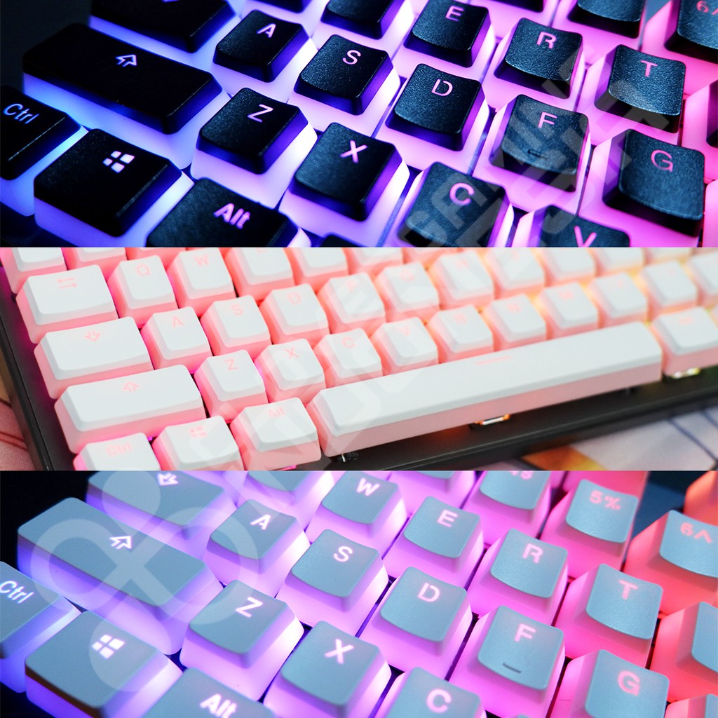 Keycaps CLV Pudding - PBT Double Shot Puding Keycap Set 104 Mechanical Keyboard Black White