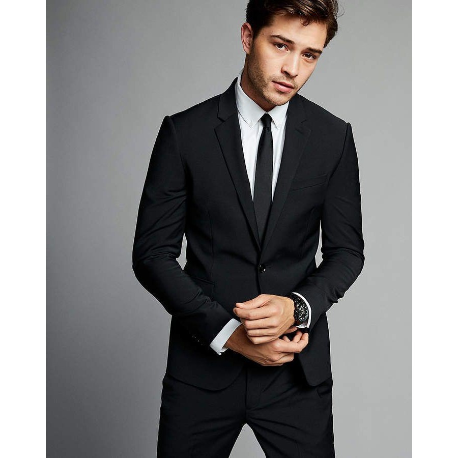 SETELAN JAS FORMAL PRIA WARNA HITAM 4IN1 - SLIMFIT CASUAL BLACK SINGLE BUTTON HIGH TWIST NIKAYU